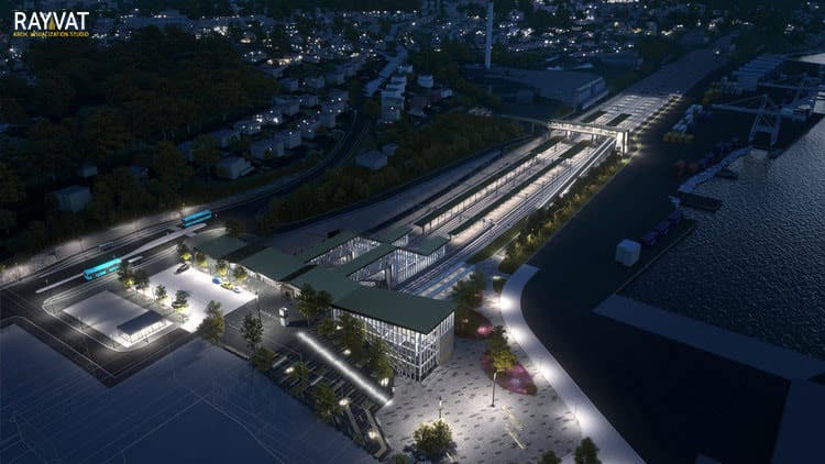3D AERIAL PERSPECTIVE OF RAILWAY TERMINAL – NORWAY