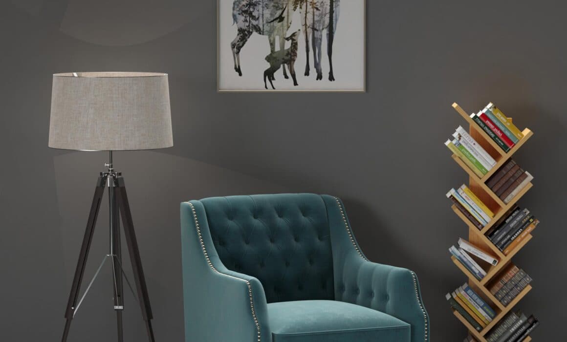 3D VIGNETTE RENDERING OF FURNITURE – STYLISH ACCENT CHAIR