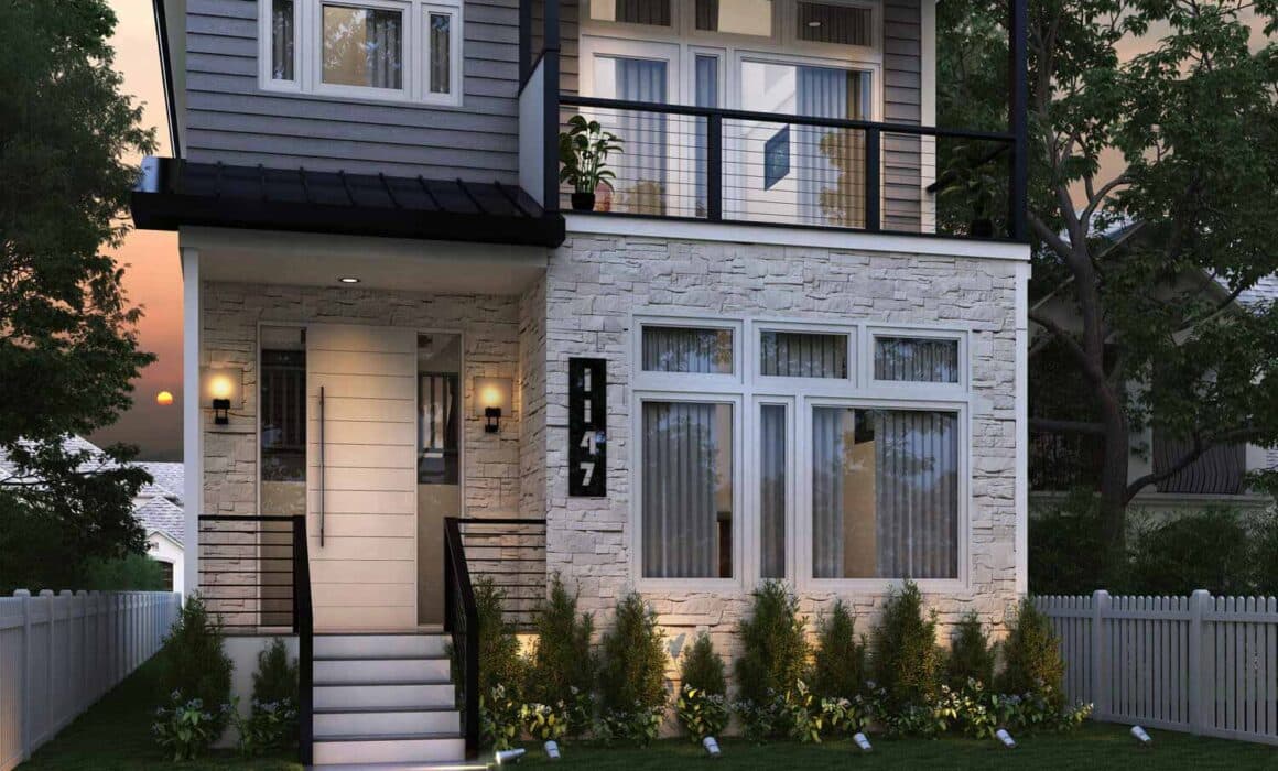 ‘MODERN HOUSE’ – 3D EXTERIOR FRONT VIEW, INDIANAPOLIS, INDIANA