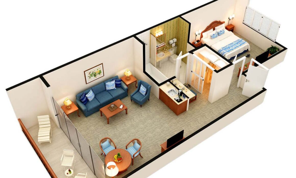 3D FLOOR PLAN OF CATAMARAN HOTEL – SAN DIEGO, CALIFORNIA