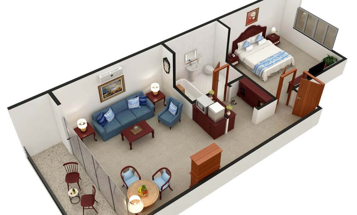 3D FLOOR PLAN FOR HOTEL ROOM – SAN DIEGO, CALIFORNIA