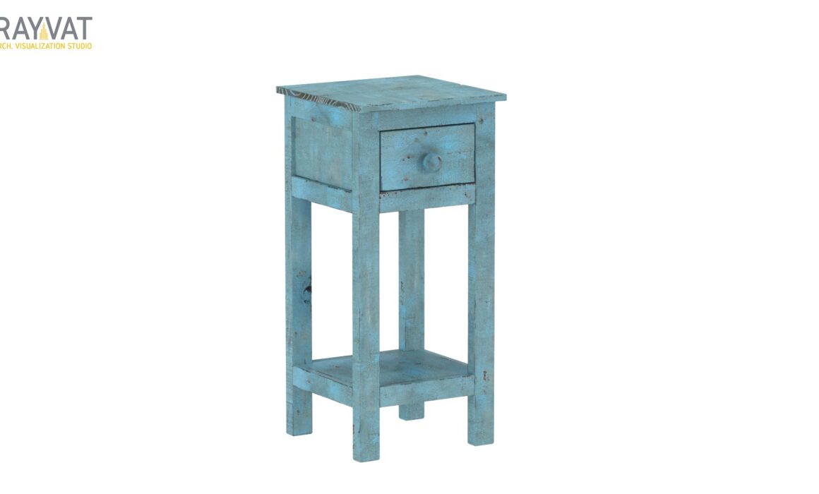 3D MODELING AND RENDERING – BLUE CHAIRSIDE TABLE