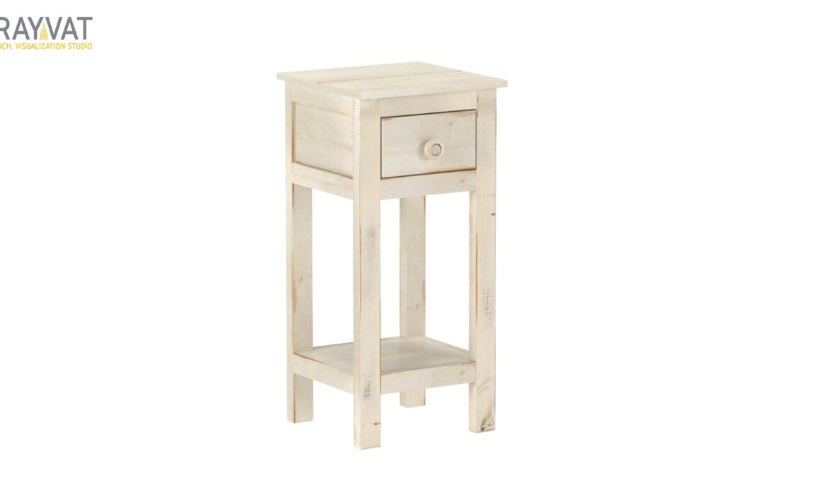 3D END TABLE MODELING AND RENDERING – WHITE CHAIRSIDE TABLE