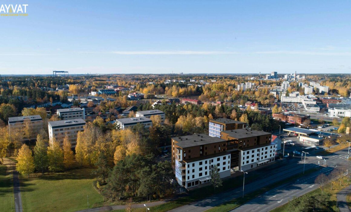 PHOTODROPPING OF 3D BUILDING IN DRONE PHOTOGRAPH_1 – FINLAND