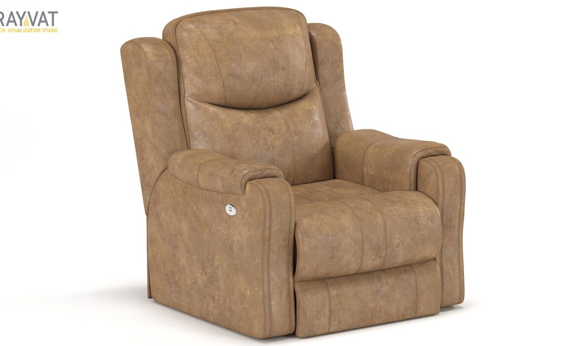 3D RENDERING OF LEATHER SOFA – LAVACA RECLINER