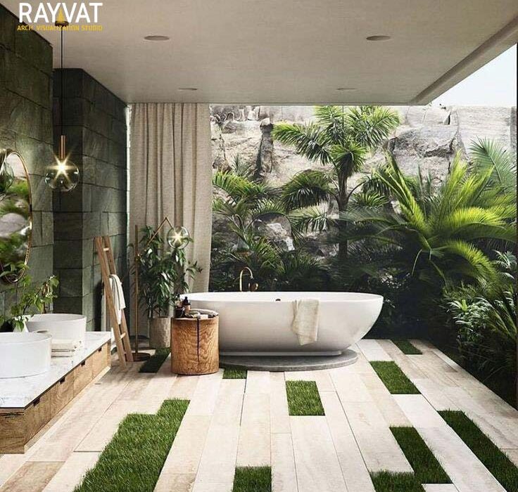 ‘GREEN IN BATHROOM’ – 3D RENDERING OF BATHROOM AREA, SAN DIEGO, CALIF