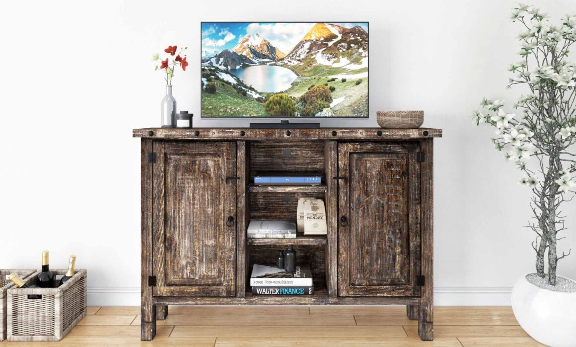 3D RUSTIC STYLE WOODEN FURNITURE – EMMA MEDIA STAND