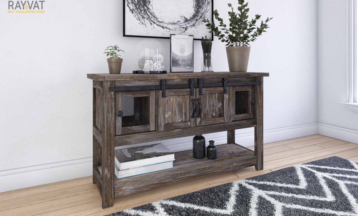 3D STORAGE FURNITURE RENDERING – MESH SOFA TABLE