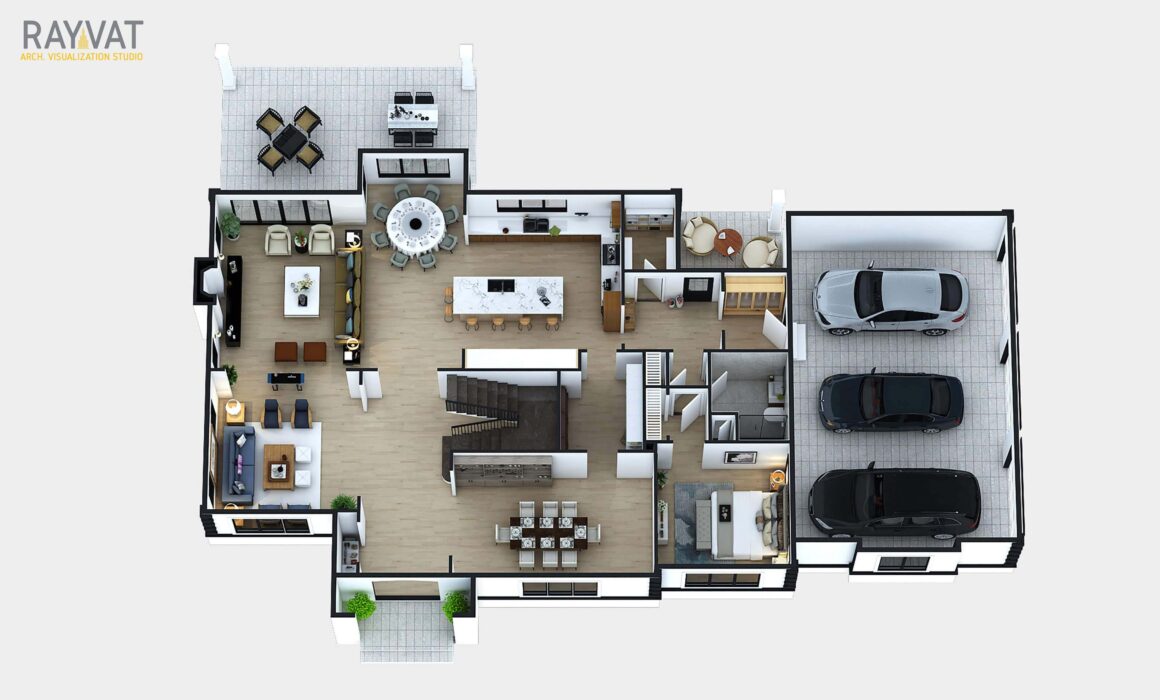 3D FLOOR PLAN GROUND FLOOR – 18 KENILWORTH DRIVE, CRESSKILL, NEW JERSEY