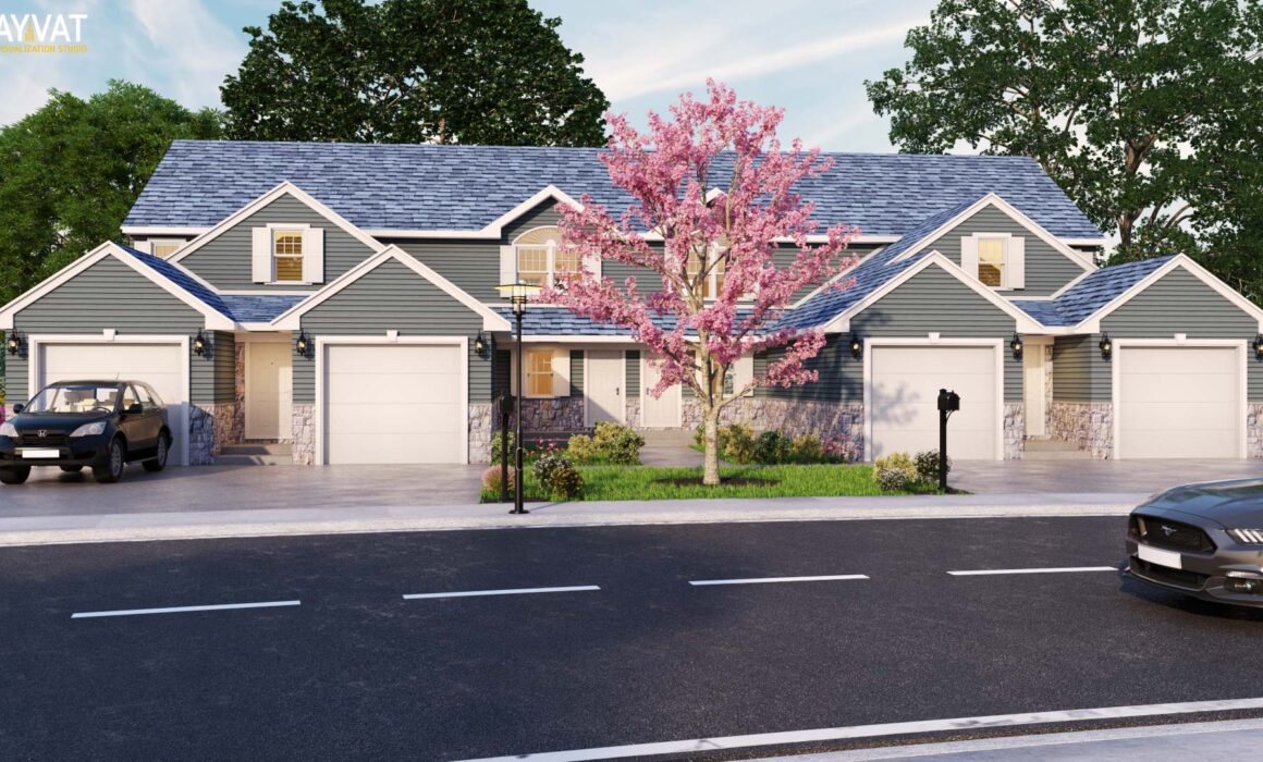 ‘A ROW OF TOWNHOUSES’ – 3D EXTERIOR RENDERING OF TOWNHOUSE – COLORADO