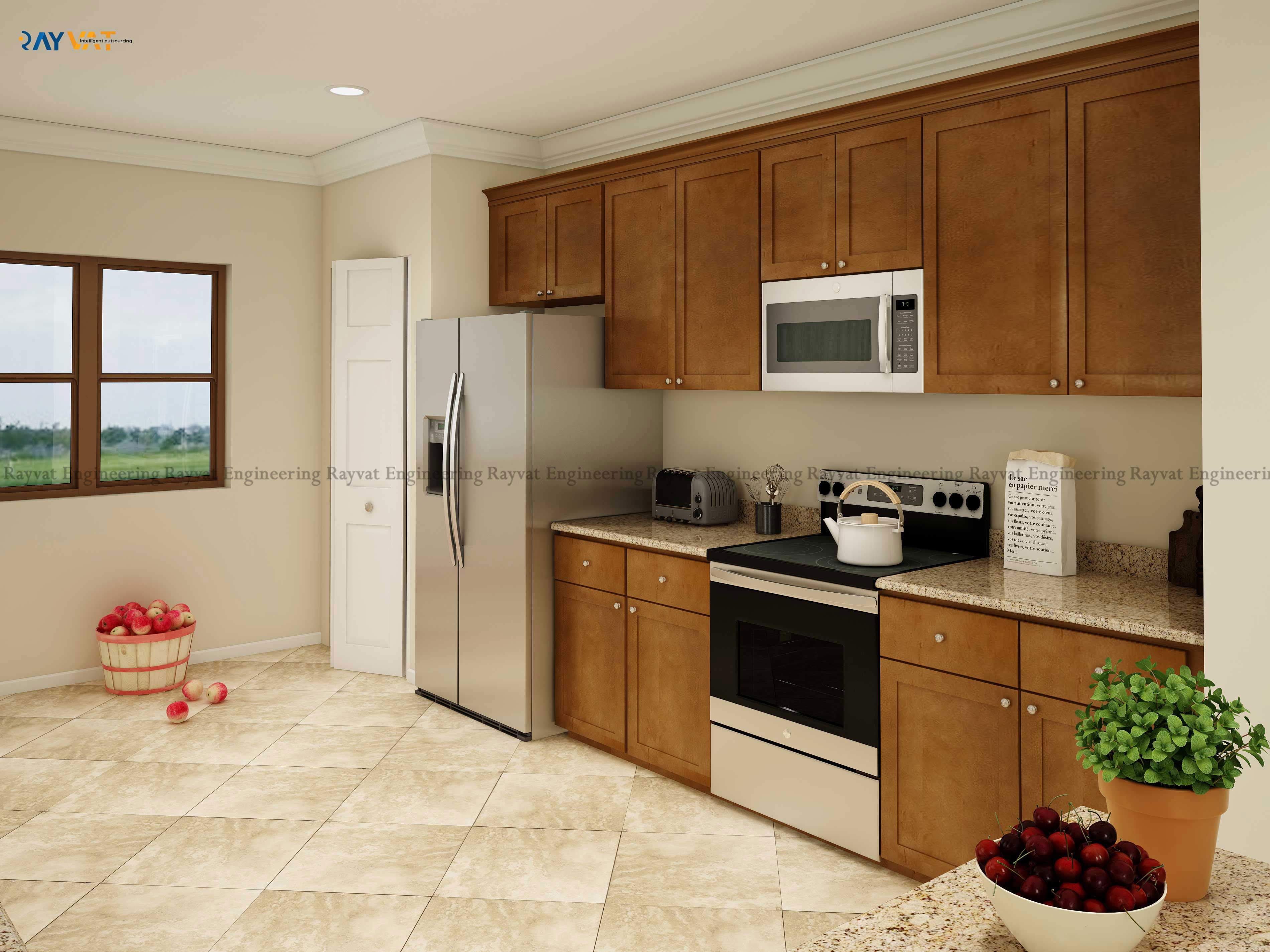 3D Interior Rendering Kitchen Concept New York