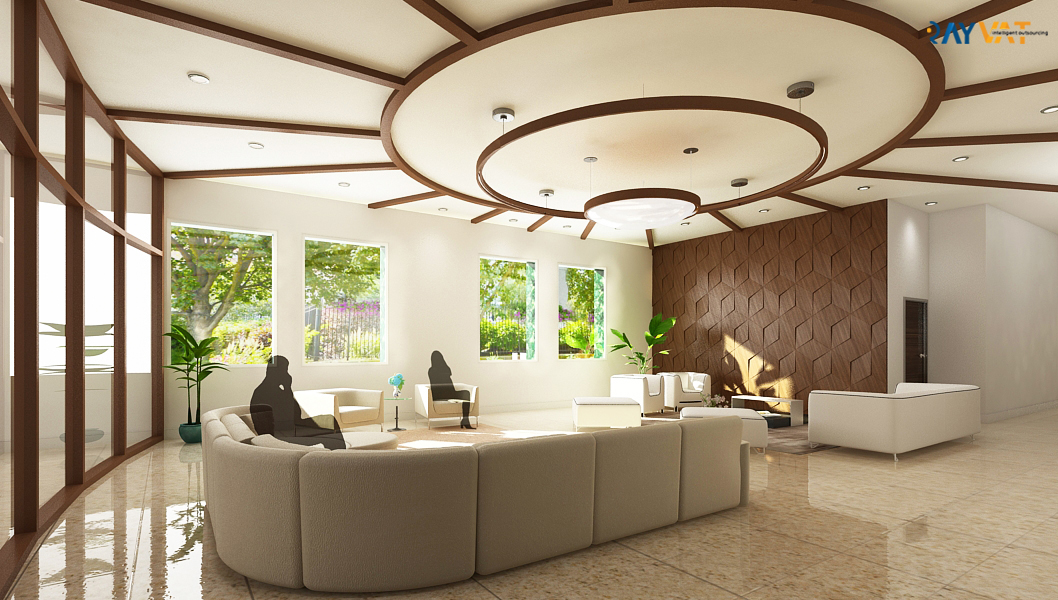 3D Interior Rendering of Detroit University Lobby