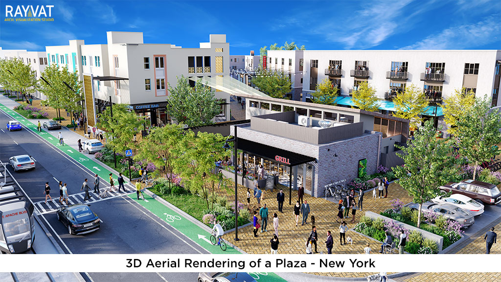 3D Rendering of a Plaza New York