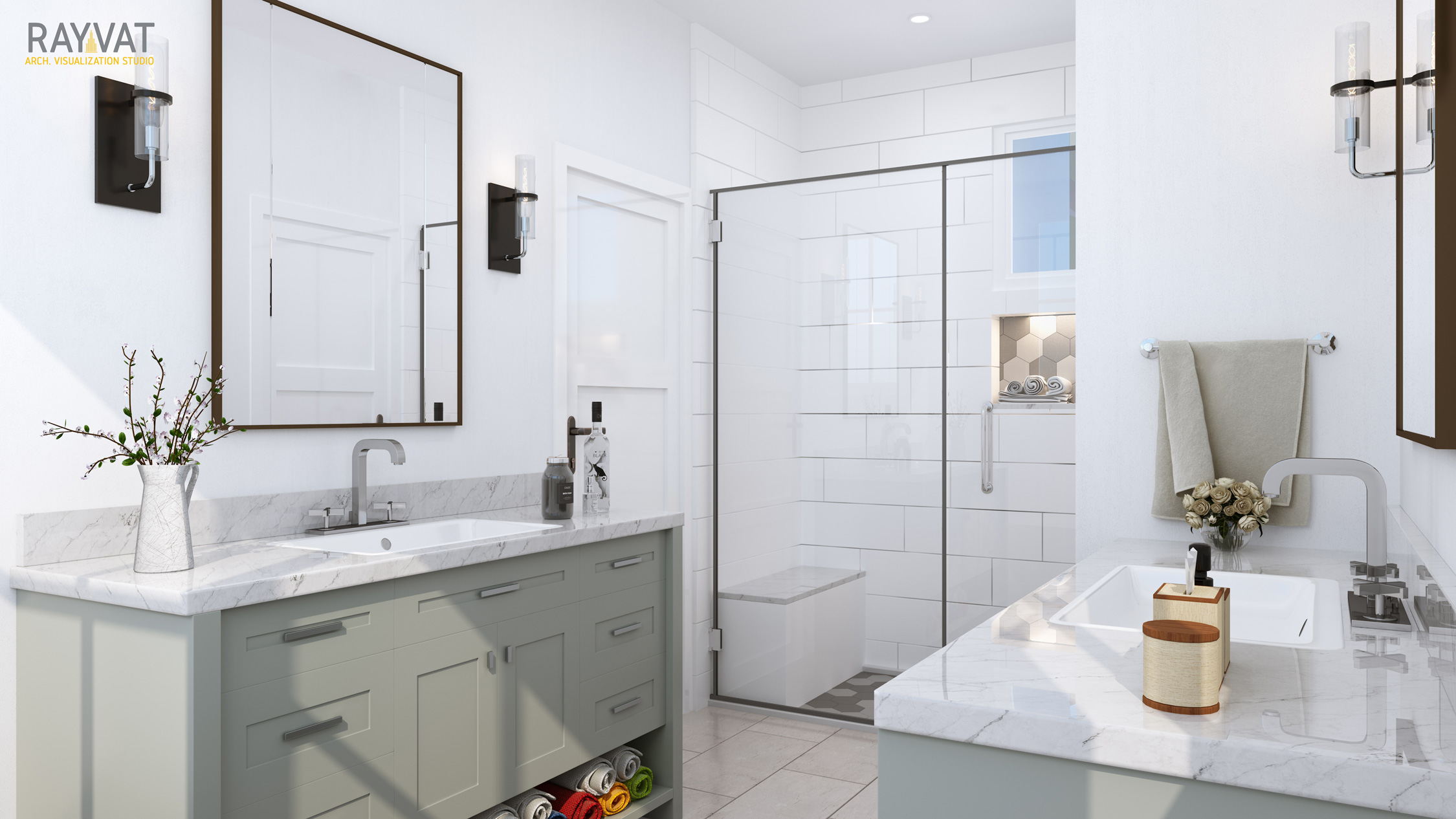 Master Bathroom Interior Render