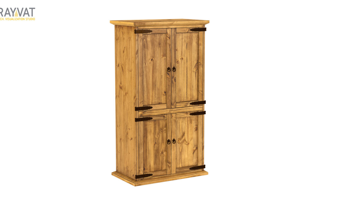 3D MODERN RUSTIC FURNITURE RENDERING – AUSTIN MEDIA ARMOIRE