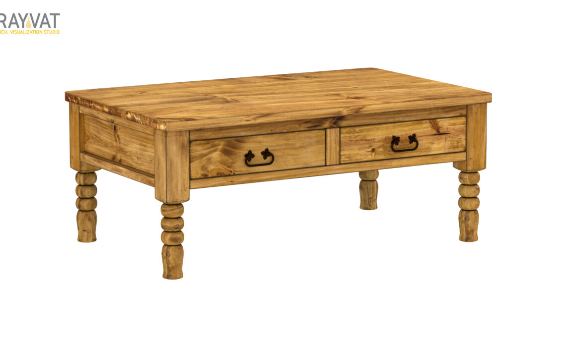 3D FARMHOUSE STYLE FURNITURE RENDERING – GEORGIA COCKTAIL TABLE