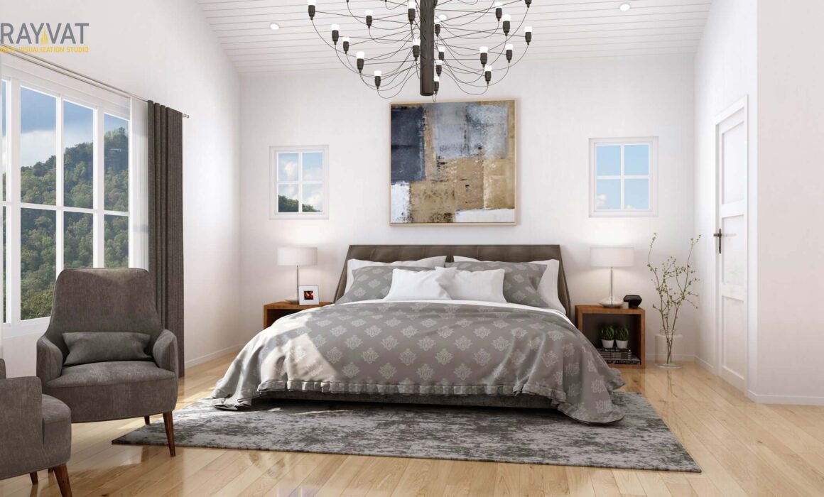 ‘STYLISH MASTER BEDROOM’ – 3D INTERIOR RENDERING, SAN CARLOS, CA