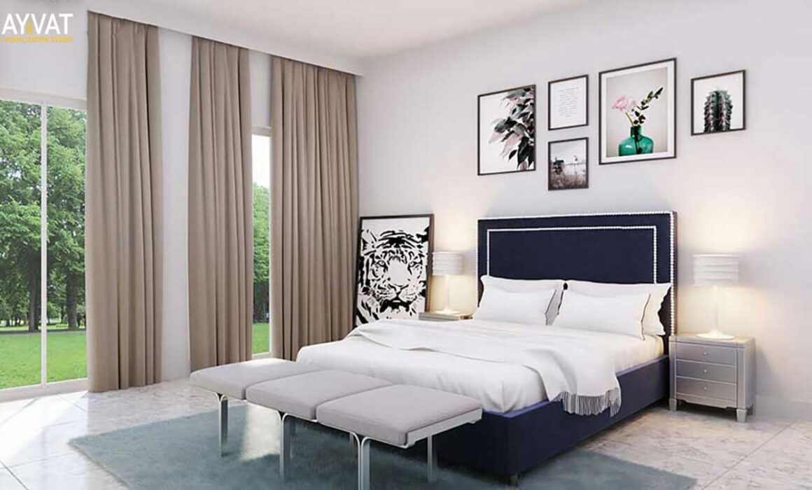 ‘TROPICAL MODERNISM’ – 3D INTERIOR RENDERING OF MASTER BEDROOM, PHILADELPHIA