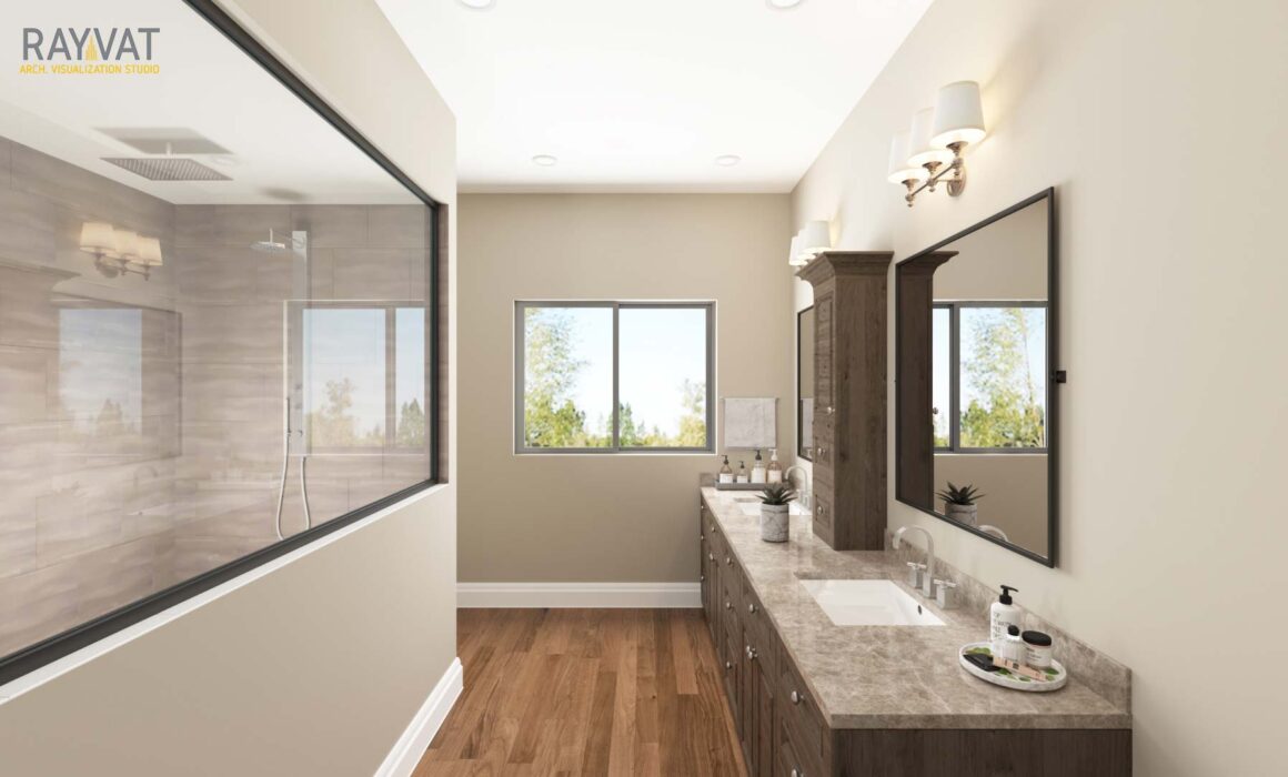 ‘RELISH YOUR BATHTIME’ – 3D RENDERING OF CONTEMPORARY BATHROOM, PHOENIX, ARIZONA