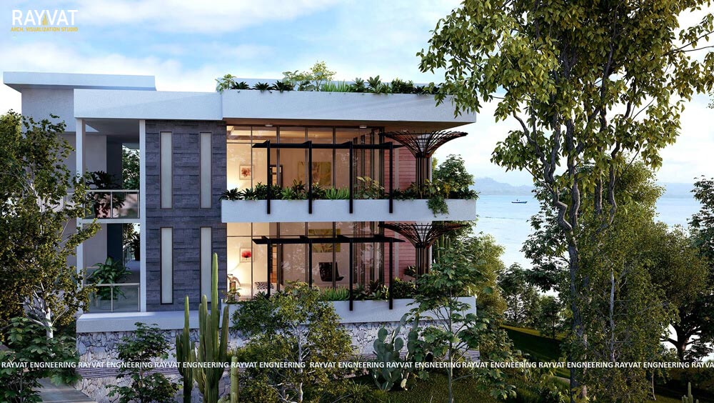 ‘ 'IN BLOOM, SPECTACULAR BARU SELVA SUITES' - 3D EXTERIOR RENDERING, COSTA RICA 