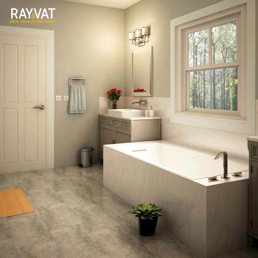 'CONCEPT BATHROOM' - 3D RENDERING OF MASTER BATHROOM, PENNSYLVANIA